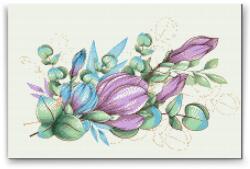  Gyémántszemes festmény - Lila virág Méret: 40x60cm, Keretezés: Keret nélkül (csak a vászon), Gyémántok: Négyzet alakú