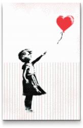  Gyémántszemes festmény - Banksy - Szerte foszlott szerelem Méret: 40x60cm, Keretezés: Műanyagtáblával, Gyémántok: Kerek