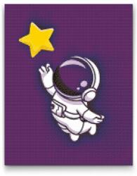  Gyémántszemes festmény - Űrhajós elérhető közelségben a csillagtól Méret: 40x50cm, Keretezés: Fatáblával, Gyémántok: Kerek
