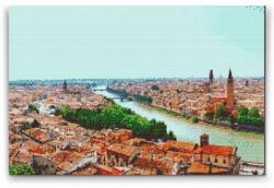 Gyémántszemes festmény - Városkép Verona Méret: 40x60cm, Keretezés: Műanyagtáblával, Gyémántok: Kerek
