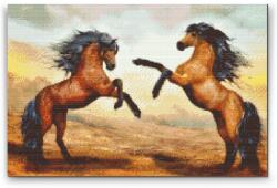  Gyémántszemes festmény - Lovak Méret: 40x60cm, Keretezés: Keret nélkül (csak a vászon), Gyémántok: Négyzet alakú
