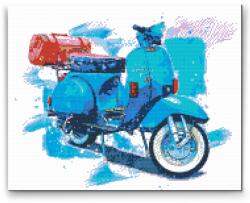 Gyémántszemes festmény - Kék Vespa Méret: 30x40cm, Keretezés: Kartonlemezen, Gyémántok: Kerek