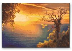Gyémántszemes festmény - Óceáni naplemente papagájokkal Méret: 40x60cm, Keretezés: Műanyagtáblával, Gyémántok: Kerek