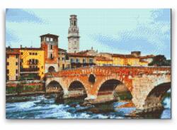 Gyémántszemes festmény - Ponte Pietra kőhíd, Verona Méret: 40x60cm, Keretezés: Kartonlemezen, Gyémántok: Kerek