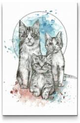  Gyémántszemes festmény - Három cica Méret: 40x60cm, Keretezés: Fatáblával, Gyémántok: Négyzet alakú