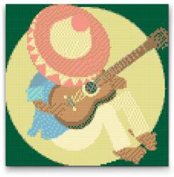 Gyémántszemes festmény - Az alvó mexikói Méret: 30x30cm, Keretezés: Keret nélkül (csak a vászon), Gyémántok: Négyzet alakú