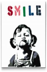  Gyémántszemes festmény - Banksy - Mosoly Méret: 40x60cm, Keretezés: Műanyagtáblával, Gyémántok: Négyzet alakú