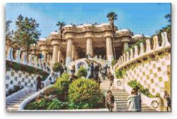  Gyémántszemes festmény - Güell park, Barcelona 4 Méret: 40x60cm, Keretezés: Keret nélkül (csak a vászon), Gyémántok: Négyzet alakú