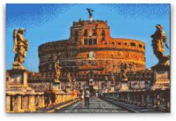  Gyémántszemes festmény - Angyalvár Rómában Méret: 40x60cm, Keretezés: Keret nélkül (csak a vászon), Gyémántok: Kerek