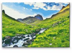 Gyémántszemes festmény - Hegyi patak Méret: 40x60cm, Keretezés: Keret nélkül (csak a vászon), Gyémántok: Négyzet alakú