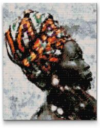  Gyémántszemes festmény - Afrikai nő Méret: 40x50cm, Keretezés: Kartonlemezen, Gyémántok: Kerek