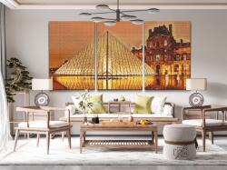  Gyémántszemes festmény - Louvre (3 db-os készlet) Méret: 40x60cm (3db), Keretezés: Keret nélkül (csak a vászon), Gyémántok: Négyzet alakú