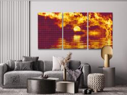 Gyémántszemes festmény - Tűz naplemente (3 db-os készlet) Méret: 40x60cm (3db), Keretezés: Műanyagtáblával, Gyémántok: Kerek