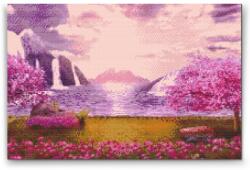  Gyémántszemes festmény - Vízesés a rózsaszín kertben Méret: 40x60cm, Keretezés: Keret nélkül (csak a vászon), Gyémántok: Kerek