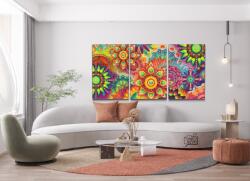 Gyémánt kirakó - Színes mandala (3 db-os készlet) Méret: 30x40cm (3db), Keretezés: Kartonlemezen, Gyémántok: Négyzet alakú