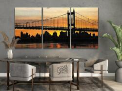  Gyémánt kirakó - Naplemente a városban (3 db-os készlet) Méret: 40x60cm (3db), Keretezés: Keret nélkül (csak a vászon), Gyémántok: Kerek