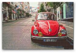 Gyémántszemes festmény - Volkswagen Beetle Méret: 40x60cm, Keretezés: Műanyagtáblával, Gyémántok: Kerek