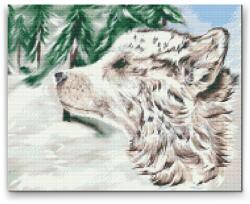 Gyémántszemes festmény - Kutya hóban Méret: 30x40cm, Keretezés: Kartonlemezen, Gyémántok: Kerek