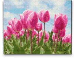 Gyémántszemes festmény - Rózsaszín tulipánok Méret: 40x50cm, Keretezés: Kartonlemezen, Gyémántok: Kerek