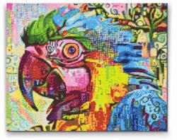  Gyémántszemes festmény - Színes papagáj Méret: 30x40cm, Keretezés: Műanyagtáblával, Gyémántok: Négyzet alakú