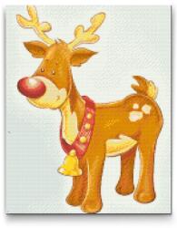 Gyémántszemes festmény - Rudolf, a rénszarvas Méret: 30x40cm, Keretezés: Műanyagtáblával, Gyémántok: Kerek