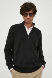 Calvin Klein gyapjúkeverék pulóver könnyű, férfi, fekete, félgarbó nyakú - fekete S