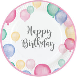 Amscan Farfurii Happy Birthday - Baloane pastelate 8 buc