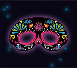 Amscan Mască - Dia De Los Muertos, luminoasă, neagră