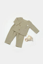 BabyCosy Set bluza cu nasturi si pantaloni , Winter muselin, 100% bumbac - Verde, BabyCosy (BC-CSYM7019)