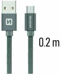SWISSTEN - adat- és töltőkábel textil bevonattal, USB/USB-C, 0, 2 (71521102)