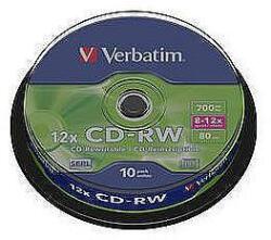 Verbatim CD-RW SERL 12X 700MB Scratch Resistant Spindle (43480)