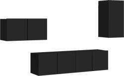 vidaXL 4 részes fekete forgácslap tv-szekrényszett (3078782)