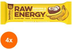 bombus Set 4 x Baton Proteic Raw Energy cu Banane si Nuca de Cocos, 50g Bombus