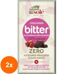 Chocolates Solé Set 2 x Ciocolata Neagra cu Alune de Padure cu Stevie, 72% Cacao, 100 g, Chocolates Sole (ORP-2xCS253)