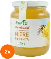 Pronat Glass Pack Set 2 x Miere de Rapita, 500 g, Pronat