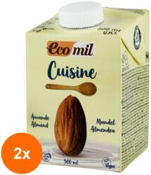 EcoMil Set 2 x Crema Vegetala Bio din Migdale, pentru Gatit, 500 ml, Ecomil Cuisine
