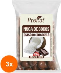 Pronat Foil Pack Set 3 x Nuca de Cocos Trasa in Ciocolata, 100 g, Pronat (ORP-3xPRN105)