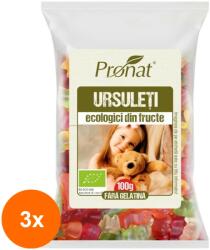 Pronat Foil Pack Set 3 x Bio Ursuleti din Fructe, 100 g