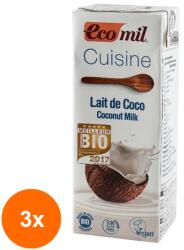 EcoMil Set 3 x Crema Vegetala Bio pentru Gatit pe Baza de Cocos, Ecomil Cuisine, 200 Ml
