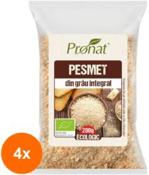 Pronat Foil Pack Set 4 x Pesmet Bio din Grau Integral, 200g
