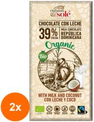 Chocolates Solé Set 2 x Ciocolata cu Lapte si Cocos BIO si Fairtrade, 100 g, Chocolates Sole (ORP-2xCS316)