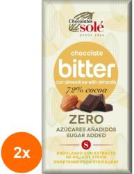 Chocolates Solé Set 2 x Ciocolata cu Migdale Indulcita cu Stevie, 72% Cacao, 100 g, Chocolates Sole (ORP-2xCS251)