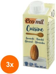 EcoMil Set 3 x Crema Vegetala Bio din Migdale, pentru Gatit, 200 ml, Ecomil Cuisine