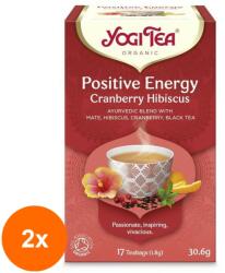 YOGI TEA Set 2 x Ceai Bio Energie Pozitiva cu Merisor si Hibiscus, Yogi Tea, 17 Plicuri, 30.6 g