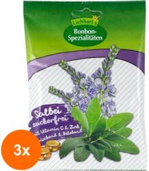 Liebhart's Gesundkost Set 3 x Dropsuri BIO cu Salvie, fara Zahar, 50 g