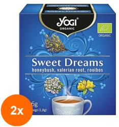 YOGI TEA Set 2 x Ceai Bio Vise Placute cu Honeybush, Radacina de Valeriana si Rooibos, Yogi Tea, 12 Plicuri, 21.6 g