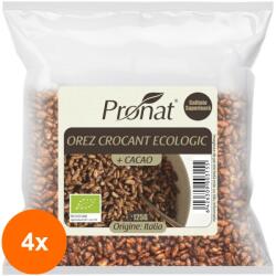 Pronat Foil Pack Set 4 x Orez Expandat Crocant cu Cacao, Bio 125 g