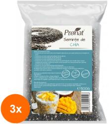 Pronat Foil Pack Set 3 x Seminte de Chia BIO, 500 g, Pronat