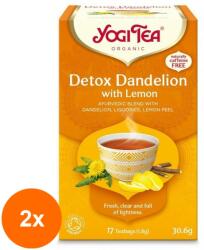 YOGI TEA Set 2 x Ceai Bio Detoxifiant cu Papadie si Lamaie, Yogi Tea, 17 Plicuri, 30.6 g