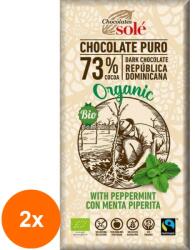 Chocolates Solé Set 2 x Ciocolata Neagra BIO cu Menta si Fairtrade 73% Cacao, 100 g, Chocolates Sole (ORP-2xCS318)